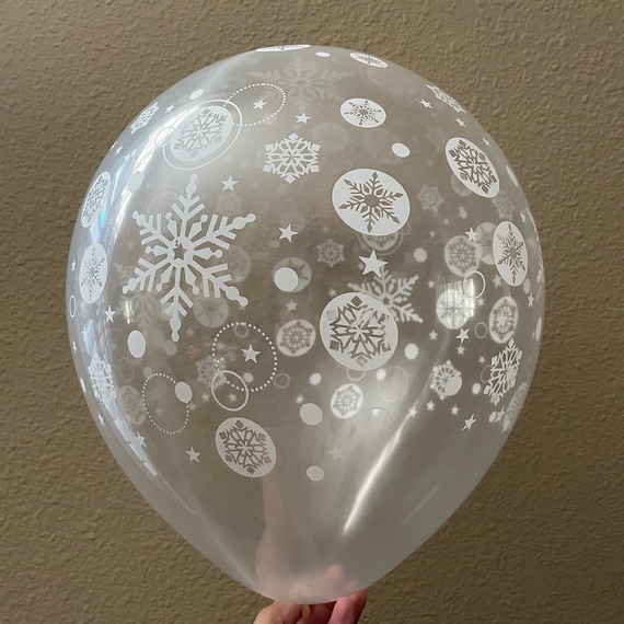 25 Stück Winter-Schneeflocken-Luftballons – Transparente Latex-Ballons