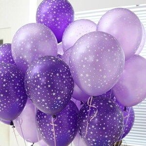 Star Printed Clear Balloons, Star War Black Pink Star Latex Balloons, Purple Clear Balloons with Star Print, Twinkle Little Balloons image 3