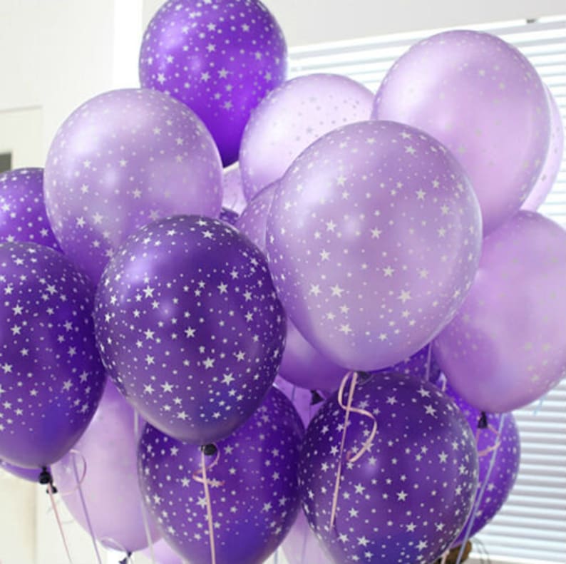 Star Printed Clear Balloons, Star War Black Pink Star Latex Balloons, Purple Clear Balloons with Star Print, Twinkle Little Balloons image 3
