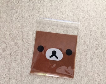 Chocolate Bear Rilakkuma Bear Kawaii Cello Cookie Bag, Translucent Self Adhesive Favor/Cookie/Treat, Birthday, Wedding, Packaging, Gift