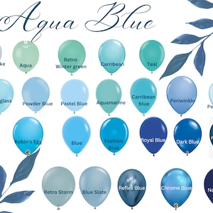 Aqua Blue Biodegradable Latex Balloons, 5&quot;, 11&quot;, 17&quot; &24&quot; Aqua Blue Ocean Sea glass Wedding, Baby Shower, Wedding, Balloon Arch