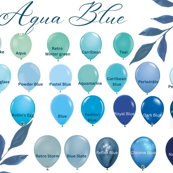 Aqua Blue Biodegradable Latex Balloons, 5", 11", 17" &24" Aqua Blue Ocean Sea glass Wedding, Baby Shower, Wedding, Balloon Arch