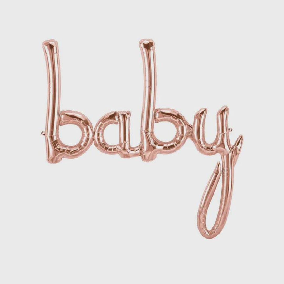 Oh BABY Balloon, Cursive Rose Gold, Silver or Baby Blue Girl Boy Letter ...