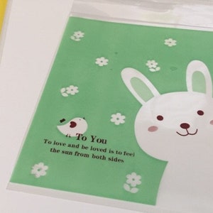 Bear, Bunny Translucent Easter Kawaii Cookie Bag/Self Adhesive Favor/Cookie/Treat/Poly Bags | Easter,Birthday, Wedding, Baby Shower, Gift image 7