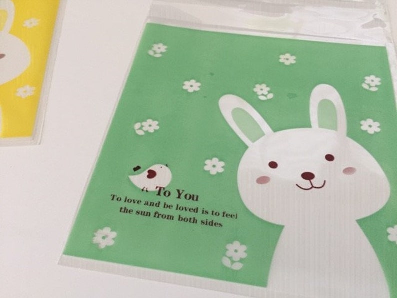 Bear, Bunny Translucent Easter Kawaii Cookie Bag/Self Adhesive Favor/Cookie/Treat/Poly Bags | Easter,Birthday, Wedding, Baby Shower, Gift image 7