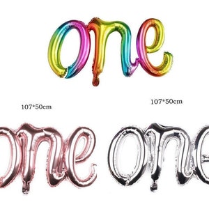 40 &quot;ONE Script Pink, Blau Stern Mylar Zahl Ballons, Pink oder Blau|Babyparty, Hochzeit, Geburtstag