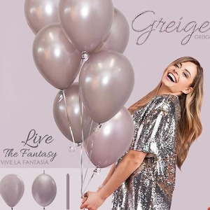Pearl Gray, Greige Satin Light Gray 5&quot;, 9&quot;, 11  Inch Balloons, Pearl Gray Greige Latex, 11&quot; latex balloons, Wedding Balloons