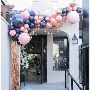 Pink Navy Blue and Rose Gold Balloon Garland, Navy Blue Balloons, Pink balloons, Rose Gold Balloons, Wedding, birthday, retirement party
