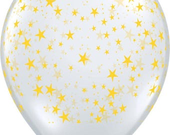 Star Printed Clear Balloons, Star War Black Pink Star Latex Balloons, Purple Clear Balloons with Star Print, Twinkle Little Balloons