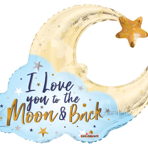 36" Love you to the Moon & Back Giant 36" Foil Balloon, Baby shower, Baby Birthday, Mother's Day, Birthday, Love Moon, I love you Balloon