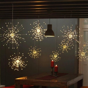 LED Starburst Fairy Lights Remote Control, Best Selling Hanging Starburst LED Lights Wedding Home Decor Remote Firework, Christmas,Firework image 1