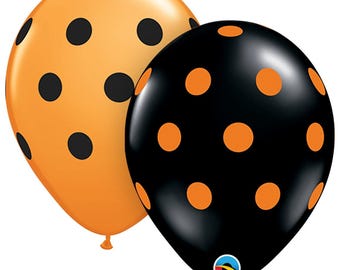 5 zwart-oranje Halloween-polkadotballonnen, oogbolballonnen, bovenoog één oog oogboldecor, mini oogbollatex, halloweenballonnen