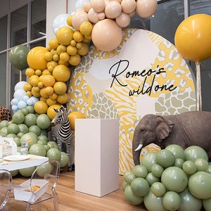 Safari Wild One Balloon Garland, Mustard, Eucalyptus, Blush, Baby Blue Balloon Garland, DIY Balloon Garland, Eucalyptus, Baby Shower