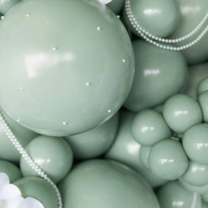 Meadow Green, Pearl Eucalyptus Balloon, Tuftex USA, Eucalyptus Green, Pearl Sage Green Balloons