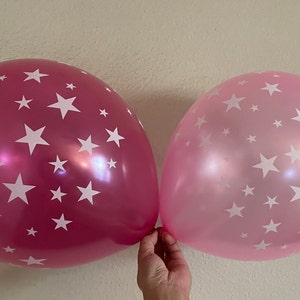 Star Printed Clear Balloons, Star War Black Pink Star Latex Balloons, Purple Clear Balloons with Star Print, Twinkle Little Balloons Mixed Pink