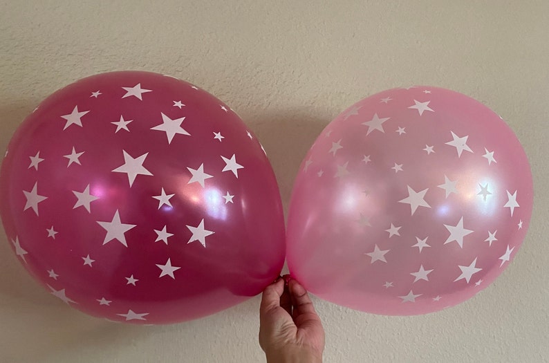 Star Printed Clear Balloons, Star War Black Pink Star Latex Balloons, Purple Clear Balloons with Star Print, Twinkle Little Balloons Mixed Pink