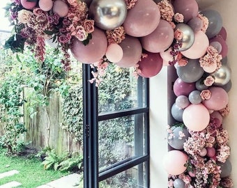 Canyon Rose Dusty Rose Peach Mauve Balloons Matte Balloons Garland, Bridal Shower Baby Shower Bachelorette Party Balloons
