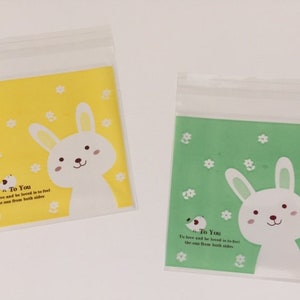 Bear, Bunny Translucent Easter Kawaii Cookie Bag/Self Adhesive Favor/Cookie/Treat/Poly Bags | Easter,Birthday, Wedding, Baby Shower, Gift image 5