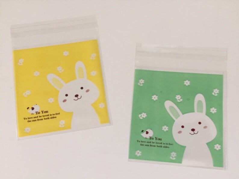 Bear, Bunny Translucent Easter Kawaii Cookie Bag/Self Adhesive Favor/Cookie/Treat/Poly Bags | Easter,Birthday, Wedding, Baby Shower, Gift image 5