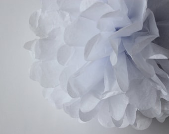 8- 8" WHITE Tissue Paper Pom Pom| Wedding, Birthday, Bridal Shower, Home Decor, Nursery & Party