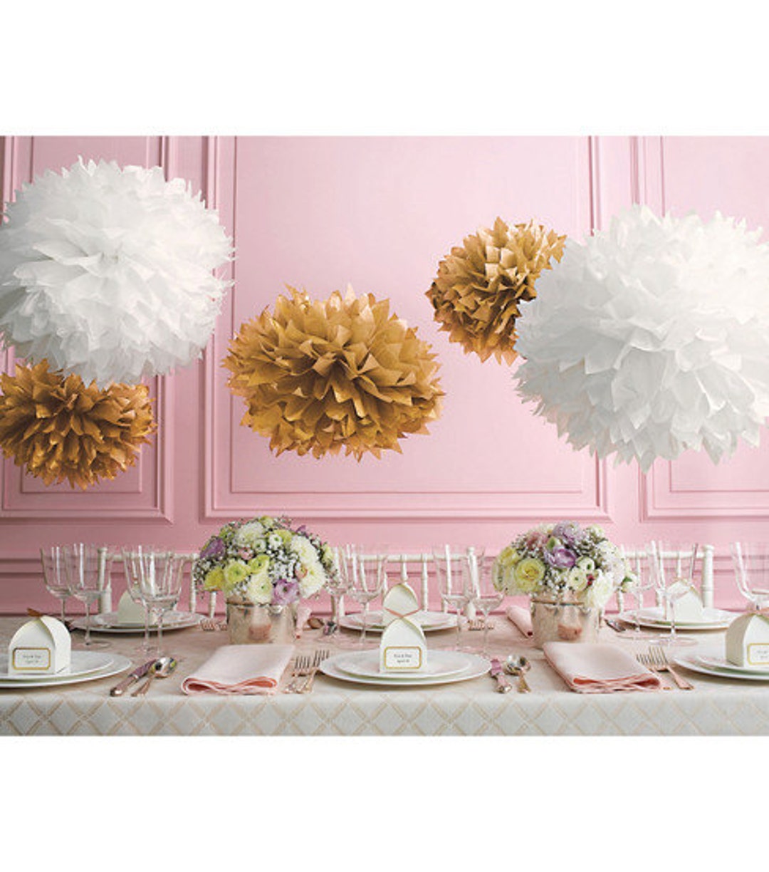 KQDRAVINE Pompons, kleurrijk zijdepapier, 12 stuks, papieren pompons
