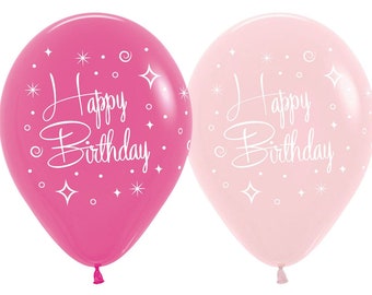 Happy Birthday Balloons, Birthday Balloons, Gold, Black, Rose Gold, Pink, Hot Pink Happy Birthday