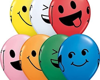 Emoji Smiley Face 11" Latex Balloons| Qualatex, Smiley All around, Happy Face Get well  Balloons, Congratulations, Welcome Birthday Balloons
