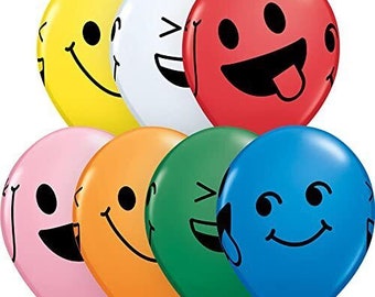 Palloncini Smiley CIYIN – 100 Pezzi Con Faccine, Mix Colori, 12 Pollici - 3