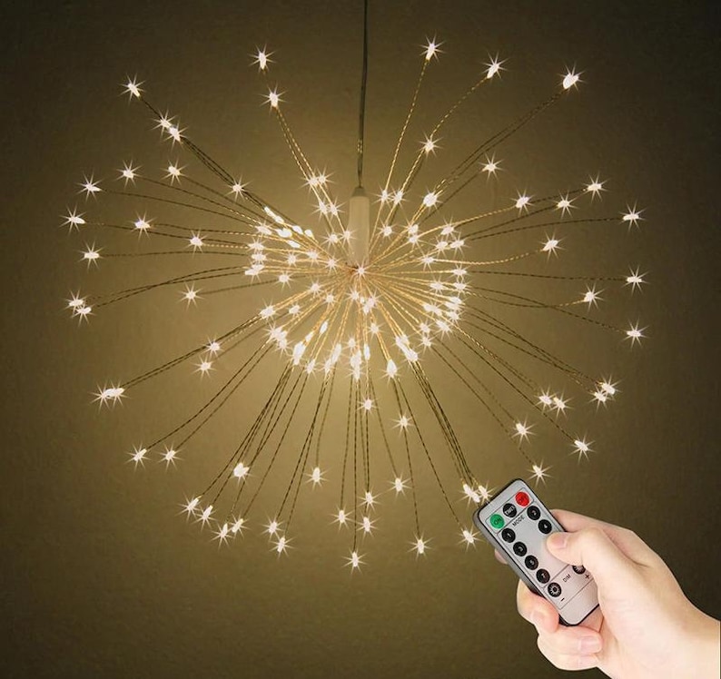 LED Starburst Fairy Lights Remote Control, Best Selling Hanging Starburst LED Lights Wedding Home Decor Remote Firework, Christmas,Firework image 2