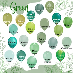 Green Biodegradable Latex Balloons, 5&quot;, 11&quot;, 17&quot; &24&quot; Mint Green Willow Evergreen Verde Wedding, Baby Shower, Wedding, Balloon Arch