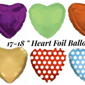 17-18 Heart Foil Balloon, Gold Polk Dot Heart Balloon, Gold Balloon, Purple, Red, Orange, Green Heart Balloon image 1