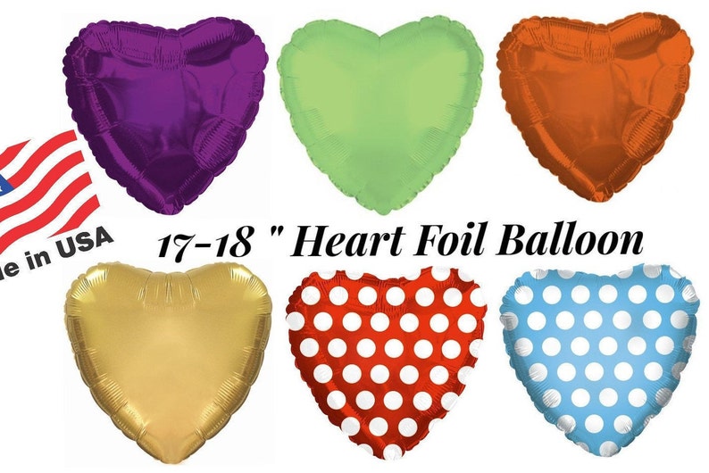 17-18 Heart Foil Balloon, Gold Polk Dot Heart Balloon, Gold Balloon, Purple, Red, Orange, Green Heart Balloon image 1