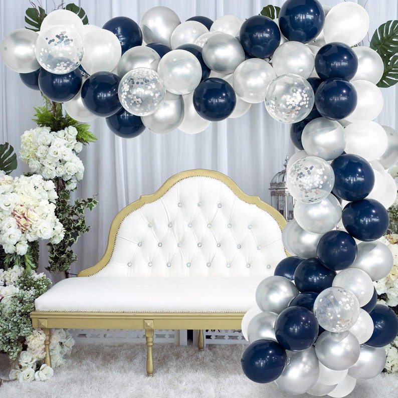 Kit Arco Palloncini Blu E Coriandoli 14 Pezzi – 151 Palloncini Viola E Oro Per Feste, Matrimoni, Compleanni E Baby Shower