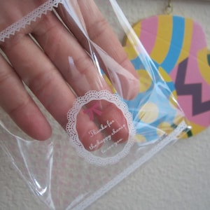 Cookie Kawaii Cello Bag, 20 Thank you w/ ribbon Translucent Self Adhesive Favor/Cookie/Treat/Poly Bags | Birthday, Wedding, Packaging, Gift