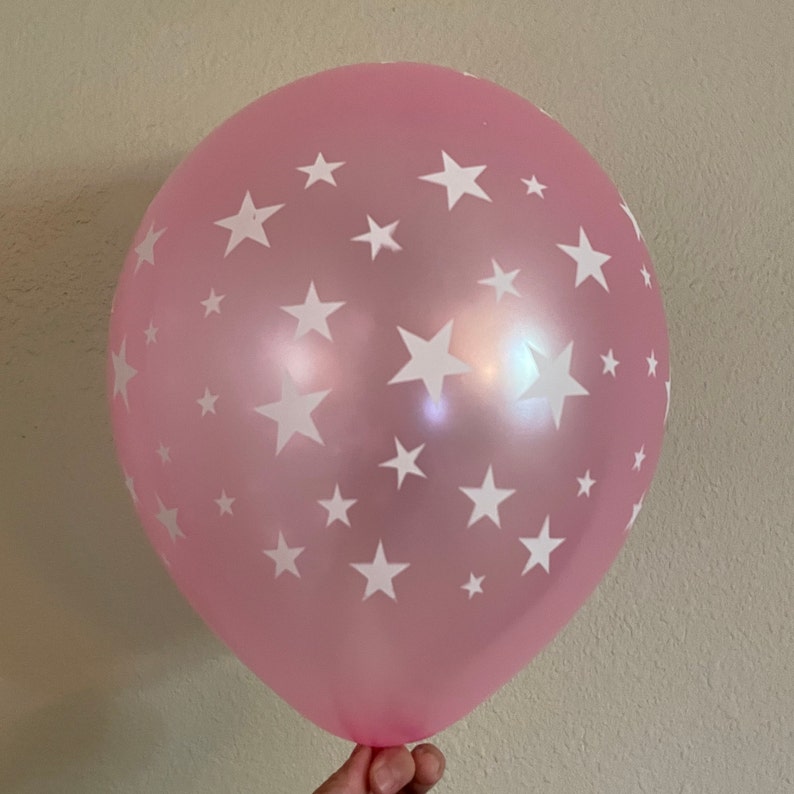 Star Printed Clear Balloons, Star War Black Pink Star Latex Balloons, Purple Clear Balloons with Star Print, Twinkle Little Balloons Light Pink