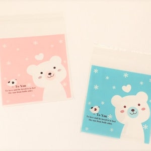 Bear, Bunny Translucent Easter Kawaii Cookie Bag/Self Adhesive Favor/Cookie/Treat/Poly Bags | Easter,Birthday, Wedding, Baby Shower, Gift image 2