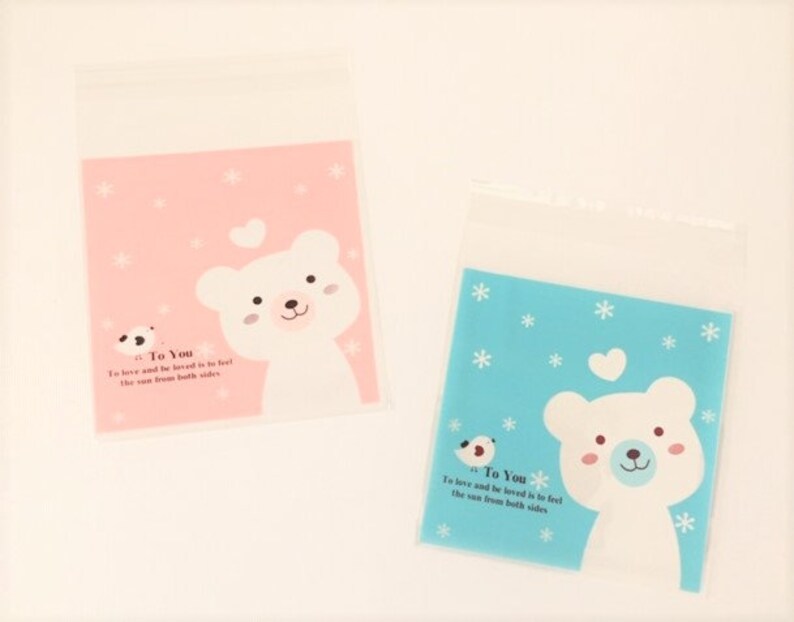 Bear, Bunny Translucent Easter Kawaii Cookie Bag/Self Adhesive Favor/Cookie/Treat/Poly Bags | Easter,Birthday, Wedding, Baby Shower, Gift image 2