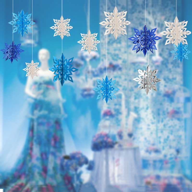 GuassLee Christmas Hanging Snowflakes Decorations Clearance 15pcs 3D  Iridescent Paper Snowflakes Snow Flakes Garland for Winter Wonderland  Frozen