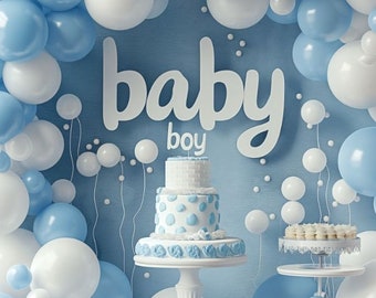 Pearl Baby Blue and White Balloon Garland Arch Kit, Boy Baby Shower, Pearl Baby Blue, ONE Birthday,Boy baby shower Decor