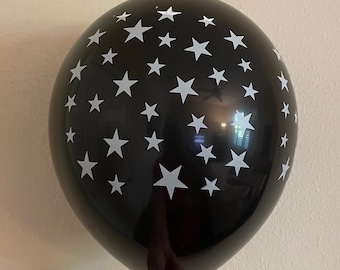 12PCS Star Printed Clear Balloons, Star War Black Pink Star Latex Balloons, Purple Clear Balloons with Star Print, Twinkle Little Balloons