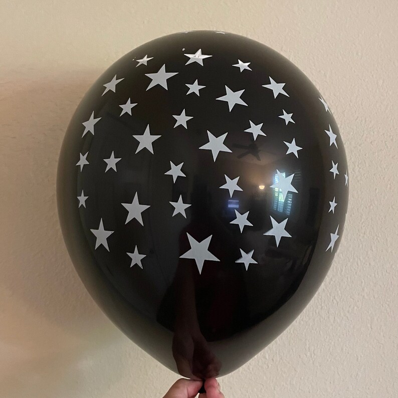 Star Printed Clear Balloons, Star War Black Pink Star Latex Balloons, Purple Clear Balloons with Star Print, Twinkle Little Balloons image 2
