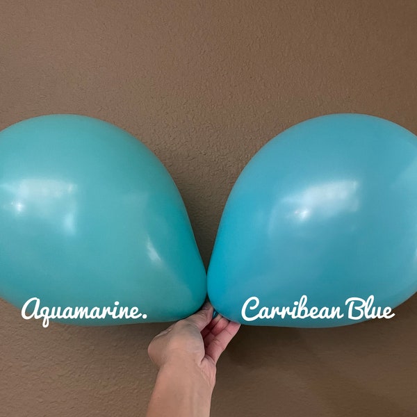 Aquamarine Blue, Caribbean Blue, Mermaid Blue  5", 9", 11", Aqua Ocean Blue balloons, Turquoise balloons Caribbean Blue Latex, Gender Reveal