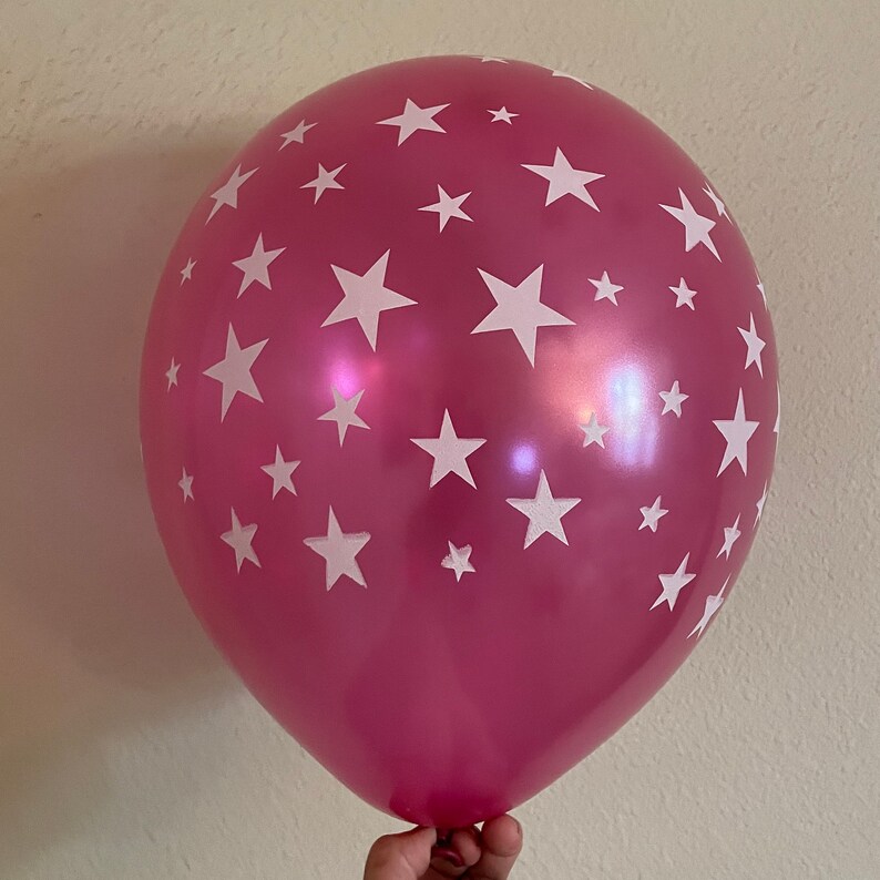Star Printed Clear Balloons, Star War Black Pink Star Latex Balloons, Purple Clear Balloons with Star Print, Twinkle Little Balloons Plum Pink