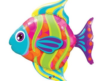 Tropical Fish Balloon, 43 inch giant fish mylar foil balloon, under the sea party, pool summer party, mermaid nemo party balloon, fish