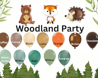 Waldtier Ballongirlande, Waldsalbei grün braun Ballons Neutral Waldtier Fuchs Bär Igel Baby Shower Geburtstag Dekoration