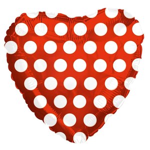 17-18 Heart Foil Balloon, Gold Polk Dot Heart Balloon, Gold Balloon, Purple, Red, Orange, Green Heart Balloon Red white Polkadot