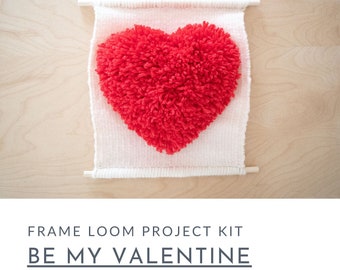 Frame Loom Weaving Kit, Heart Weaving, Make a Valentine weaving for a loved one or gift the valentine kit to a weaver