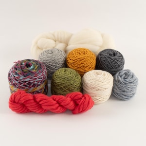 Neutral and Bold Yarn Pack – Wool, Acrylic, and Handspun Textures for Weaving and Fiber Arts