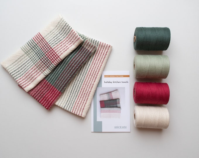 Holiday Towel Rigid Heddle Kit | Weave your own kitchen towels | Set of 3