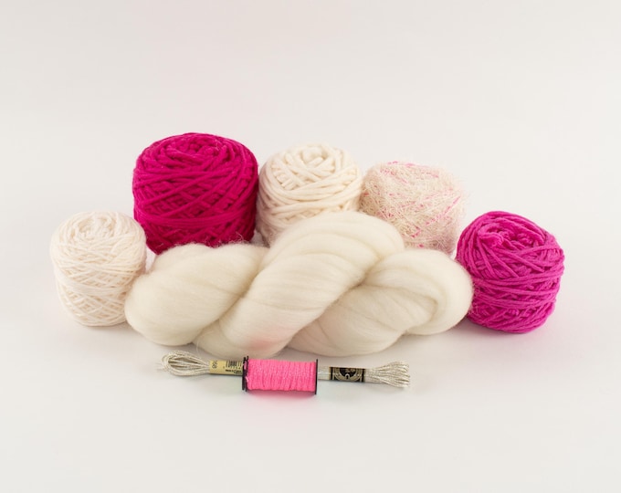 Pink Frills - Fiber Yarn Pack for Weaving – Vibrant and Unique Textures, Perfect for Loom Projects and Wall Hangings